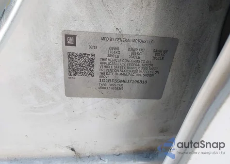 2018 Chevrolet Cruze Premier Auto z USA, uszkodzony, nr VIN 1G1BF5SM6J7196810